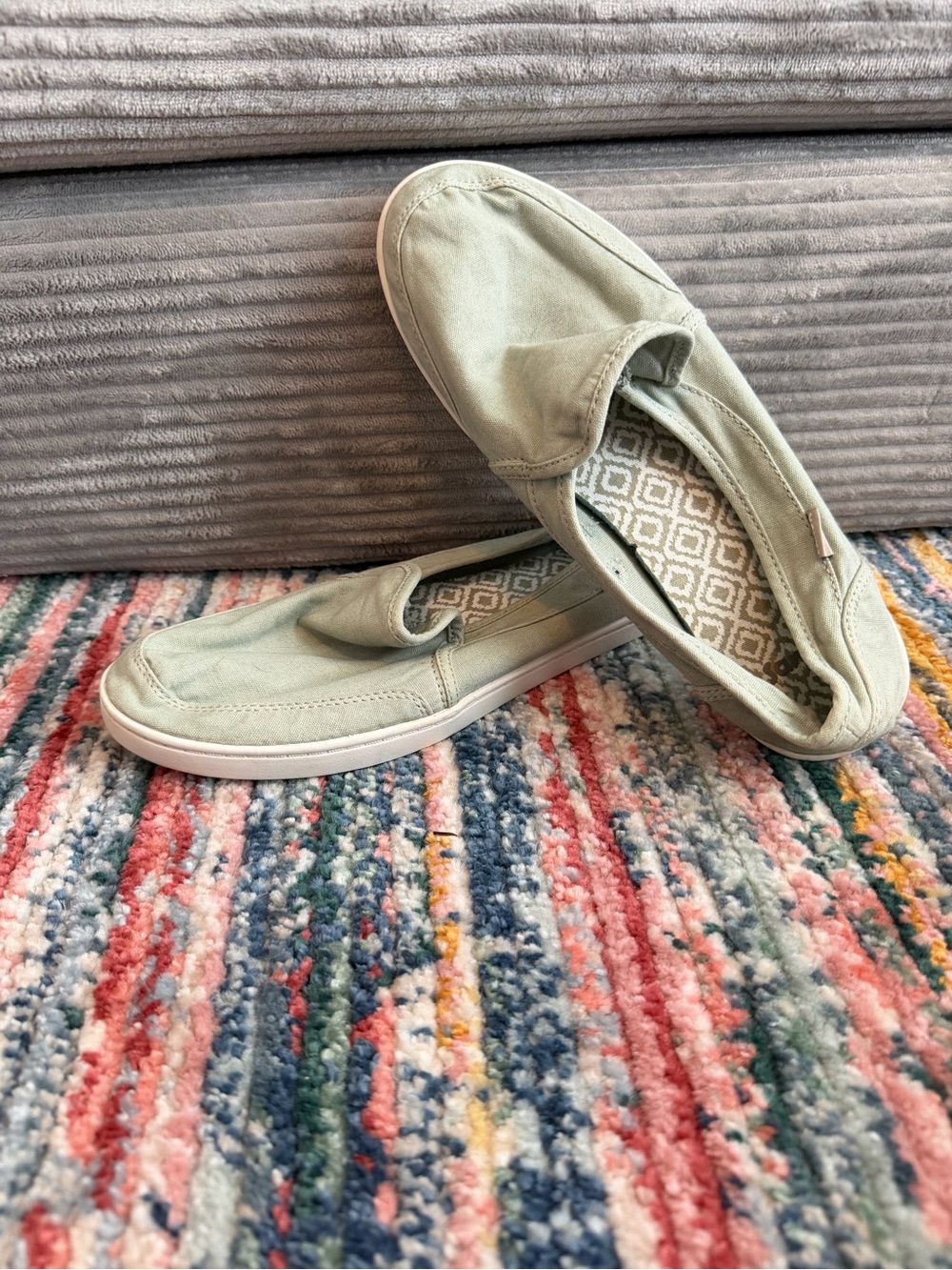 Sanuk Pair O Dice Women's Slip-On Canvas Flats in Sage Green